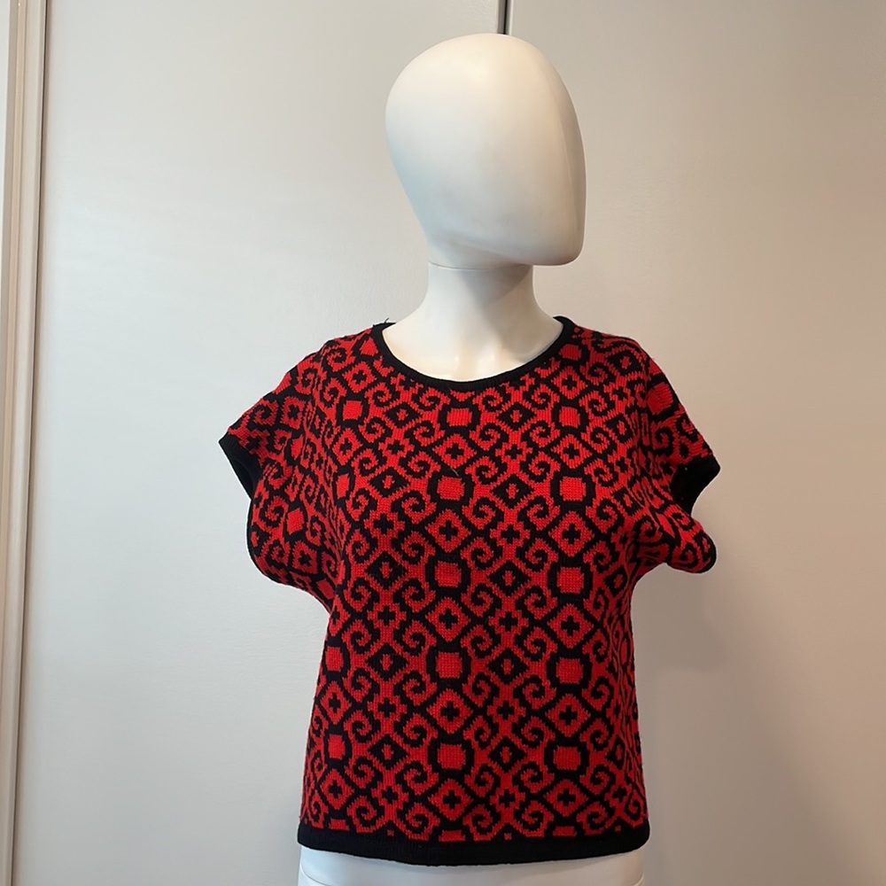 Vintage Knit Short Sleeve Crew neck Top SzM/L